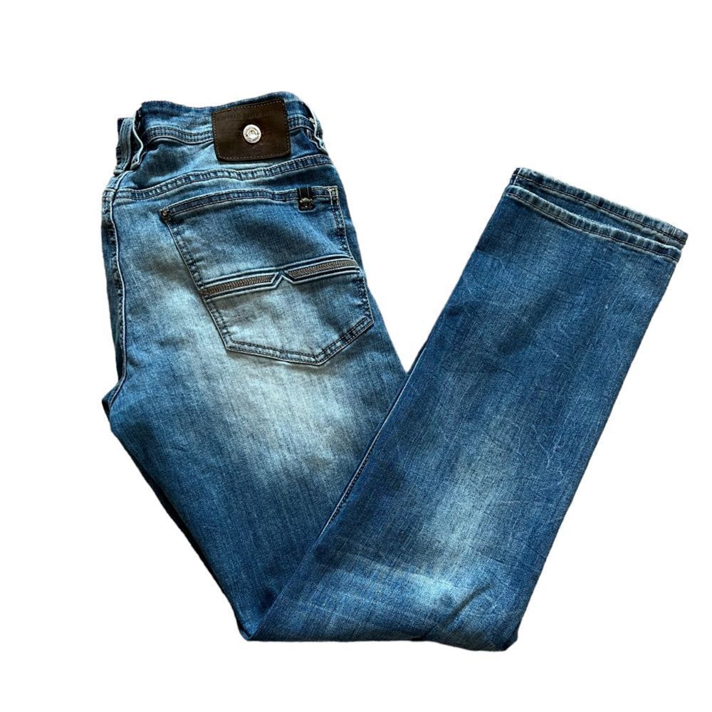 BUFFALO Slim Straight Stretch Bleach Wash Mid Rise Casual Denim Jean 32